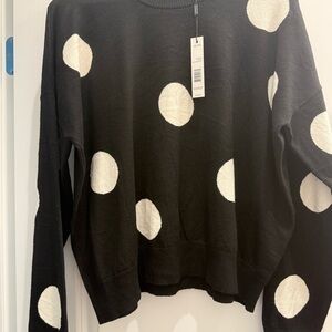 Tahari Black Sweater with White Dots